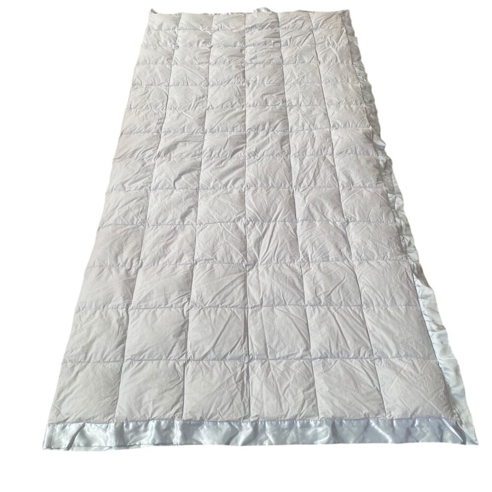 White Goose Down Comforter Queen‎ Size Cotton Cover Warm Blanket Satin Trim